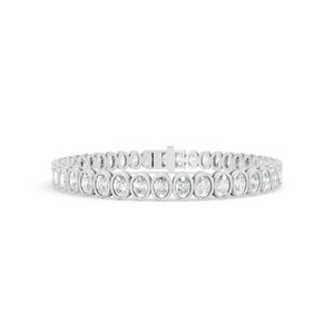 7.04 ctw Diamond Oval Bazzel Braclate 14K White Gold Tennis Bracelet